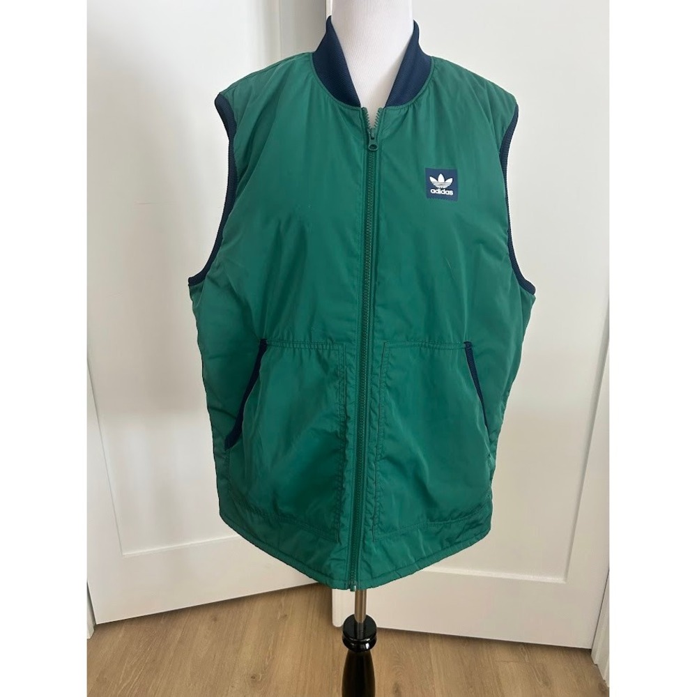 Adidas Men Meade Skateboarding Vest Green Logo Full Zip‎ XL